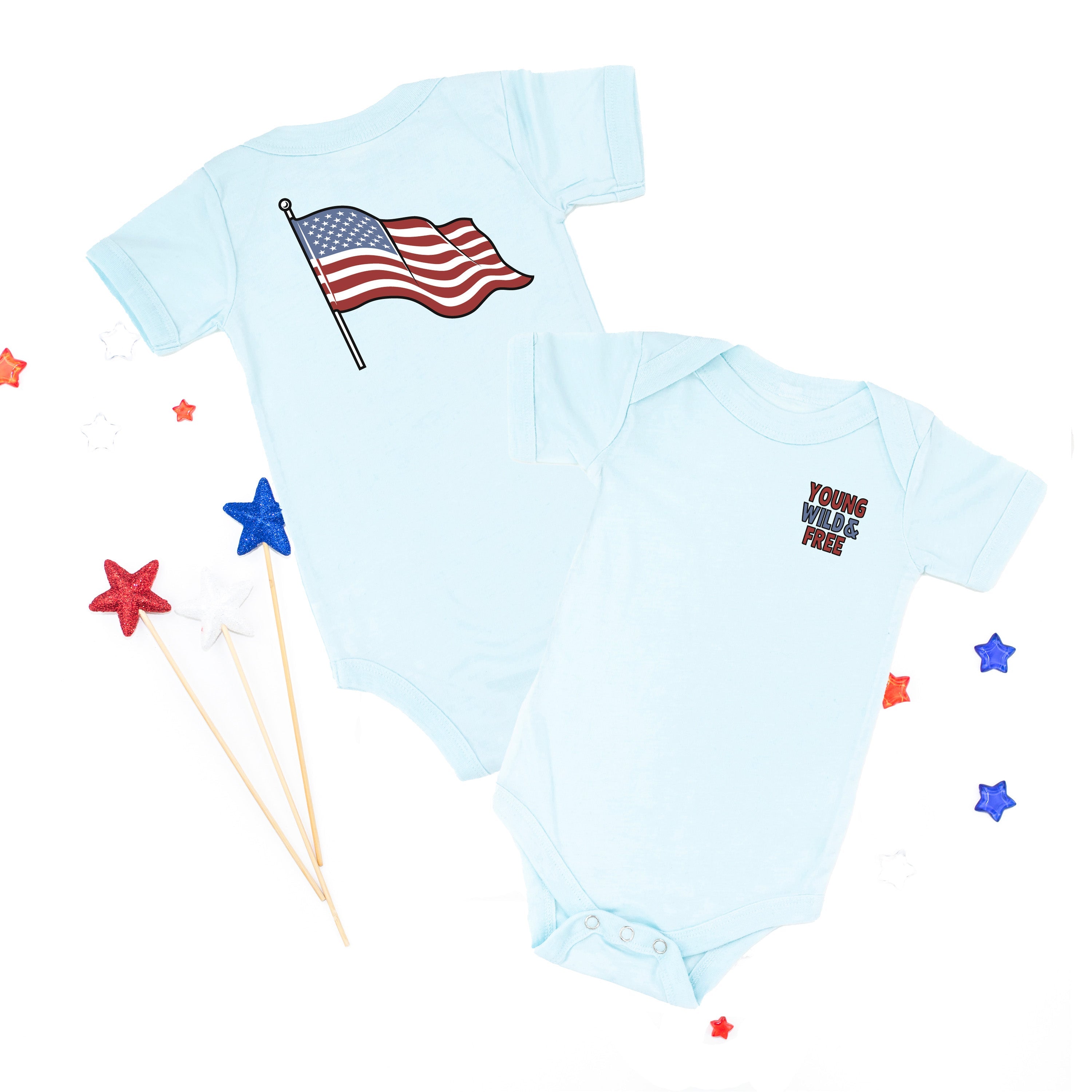 Young Wild & Free - Flag (pf&b) - Infant Bodysuit/Tee Little Mama Shirt Shop