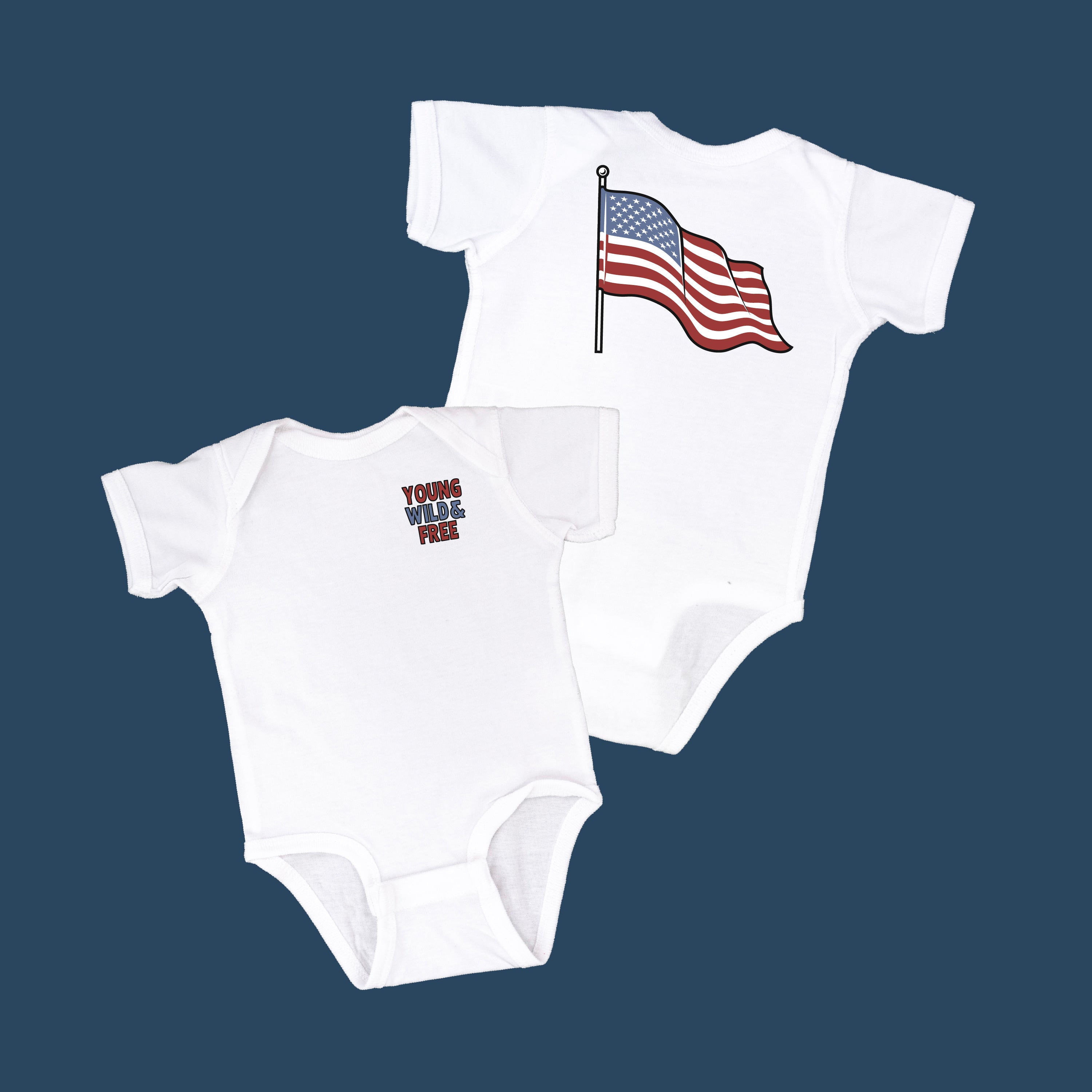 Young Wild & Free - Flag (pf&b) - Infant Bodysuit/Tee Little Mama Shirt Shop