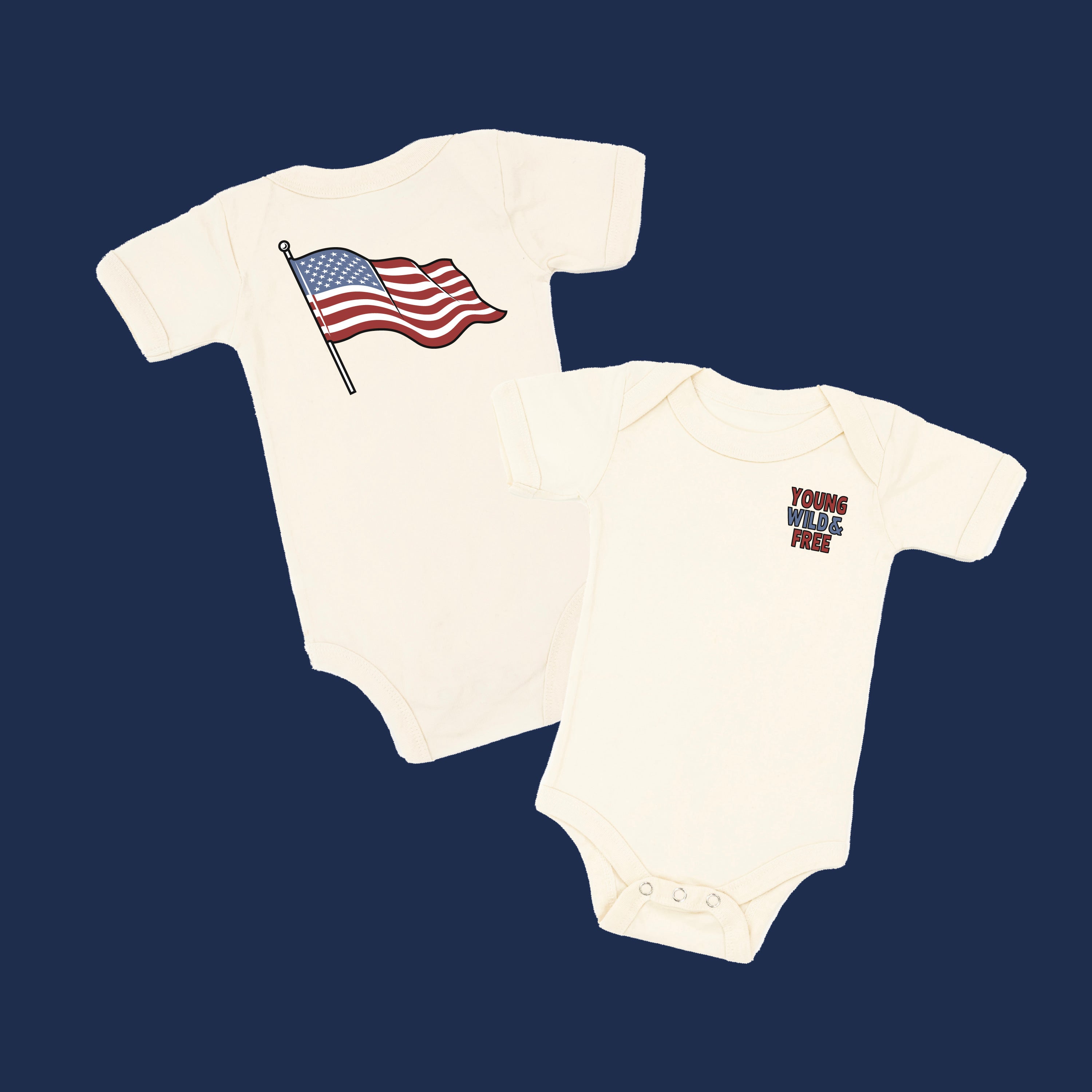 Young Wild & Free - Flag (pf&b) - Infant Bodysuit/Tee Little Mama Shirt Shop