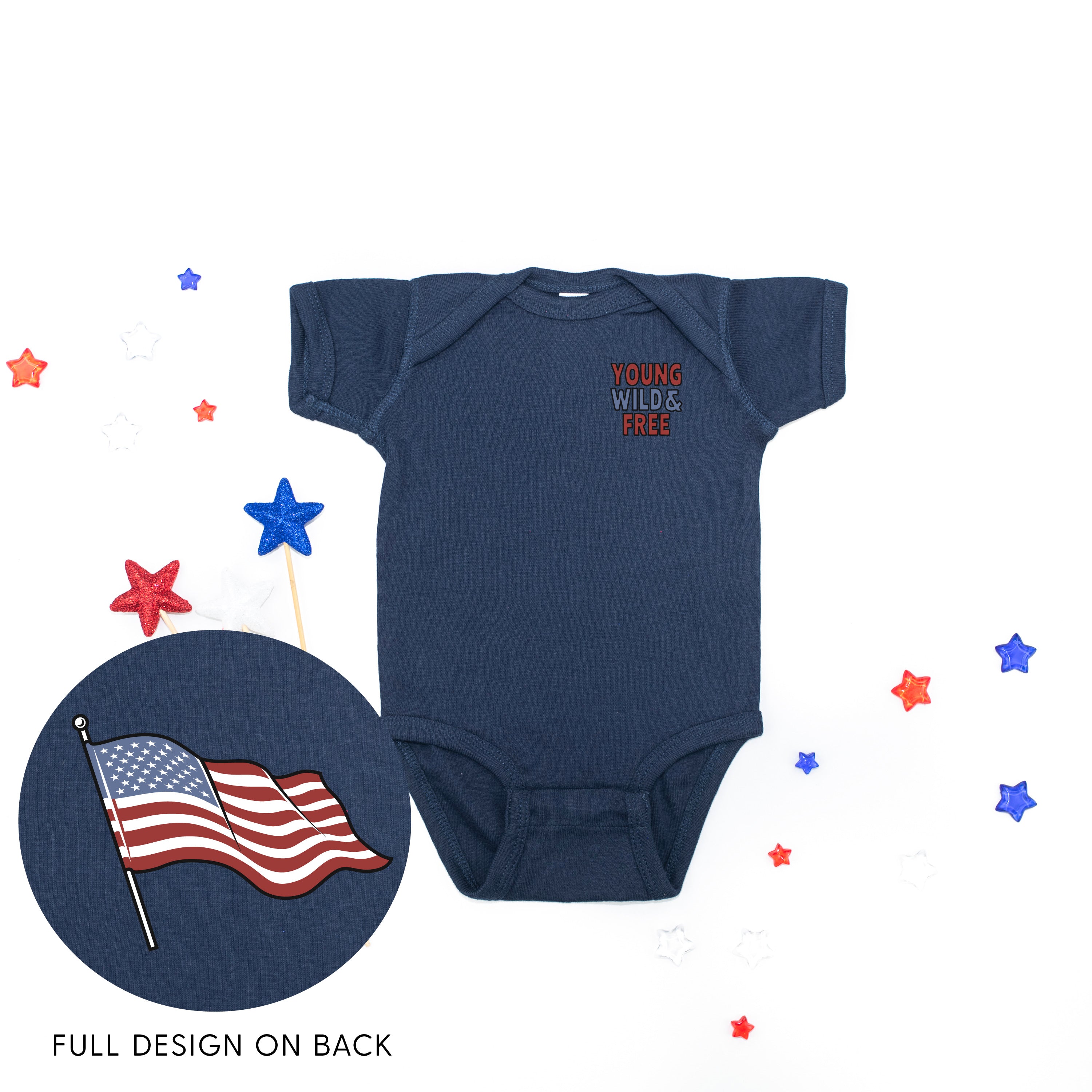 Young Wild & Free - Flag (pf&b) - Infant Bodysuit/Tee Little Mama Shirt Shop