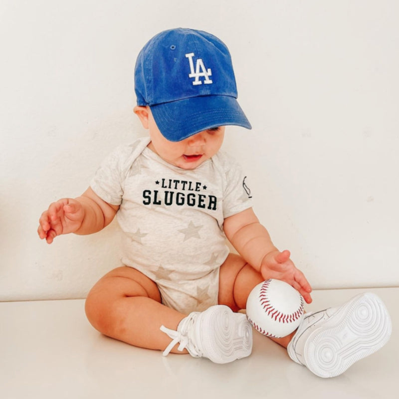Little Slugger - Baseball Detail on Sleeve - Short Sleeve Child STAR Shirt