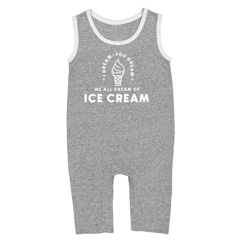 ICE CREAM - One Piece HEATHER GRAY Tank Romper - Multiple Design Options