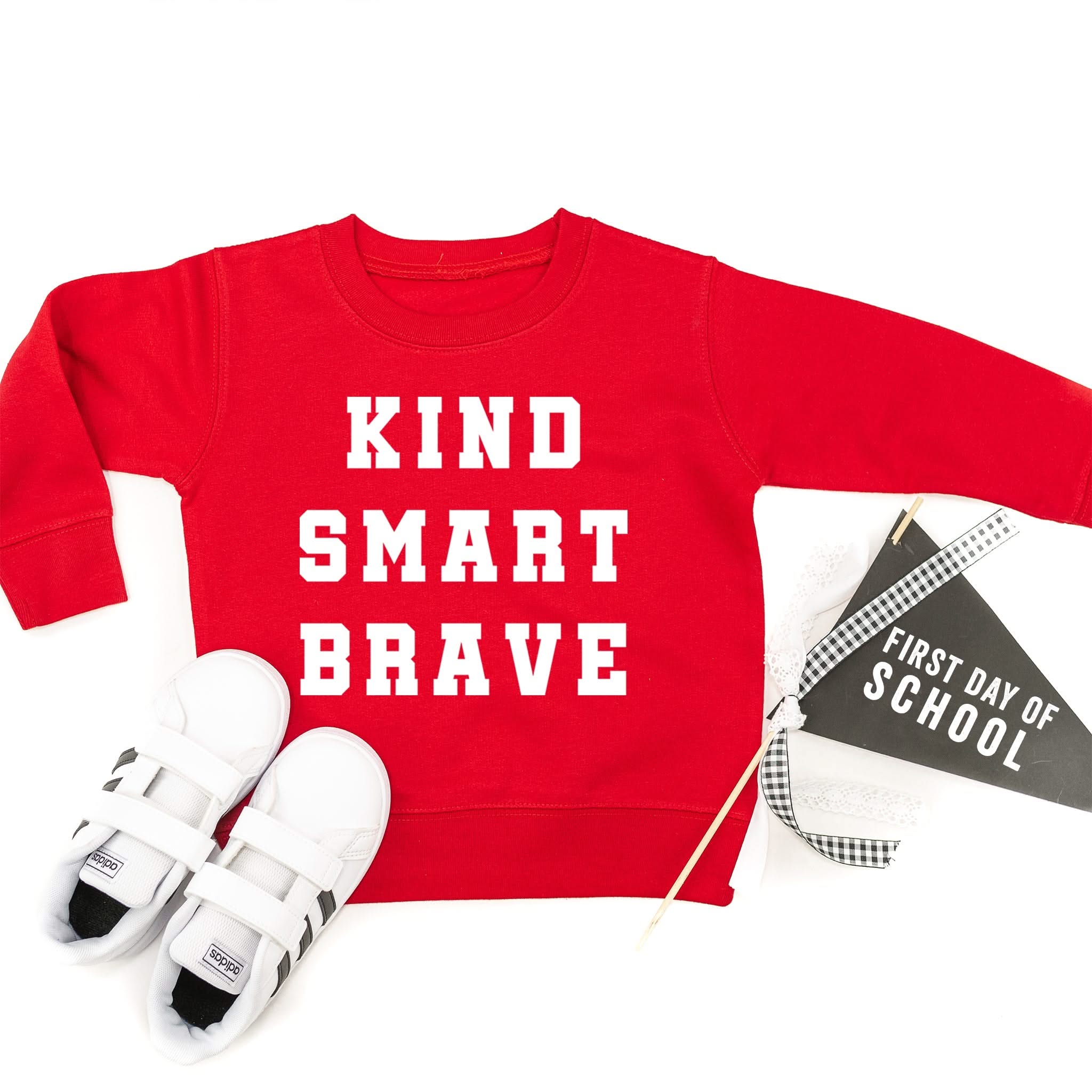 Kind Smart Brave - Varsity - Child Sweater Little Mama Shirt Shop