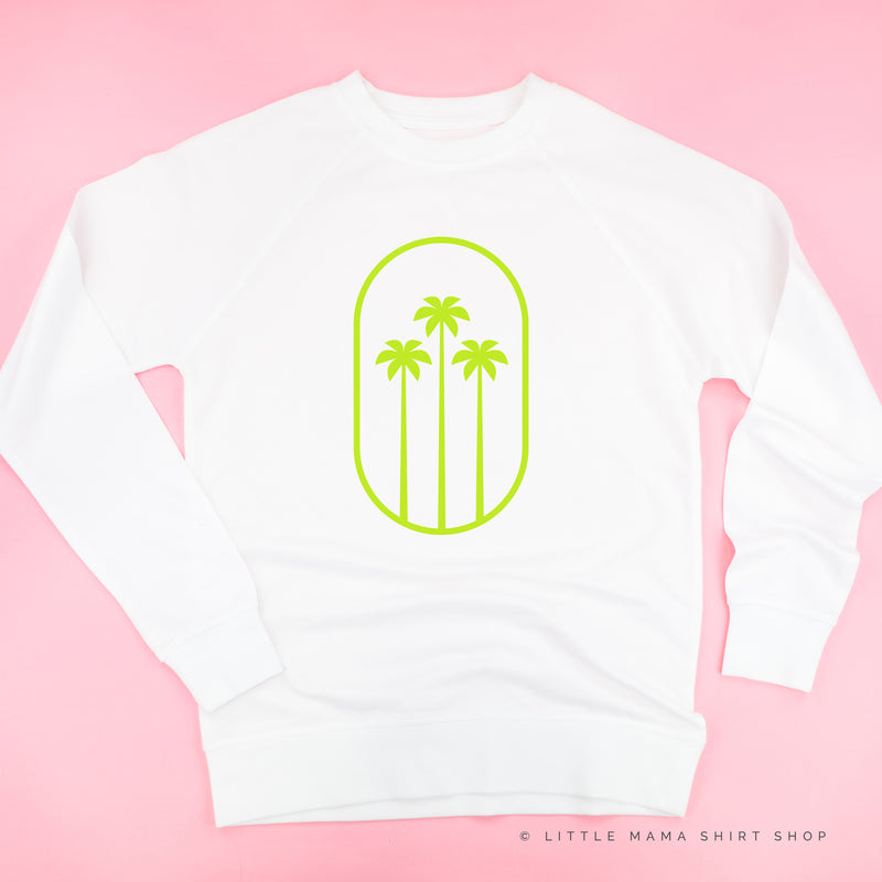 3 PALM TREES IN OVAL - Lightweight Pullover Sweater