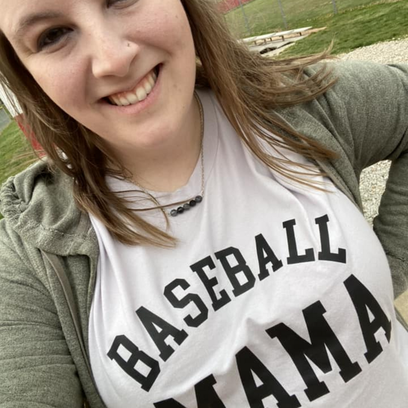 Baseball Mama - Baseball Detail on Sleeve - Unisex Tee