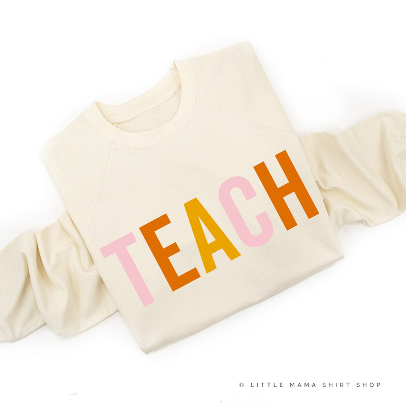 TEACH - Pink+Orange+Yellow - Lightweight Pullover Sweater