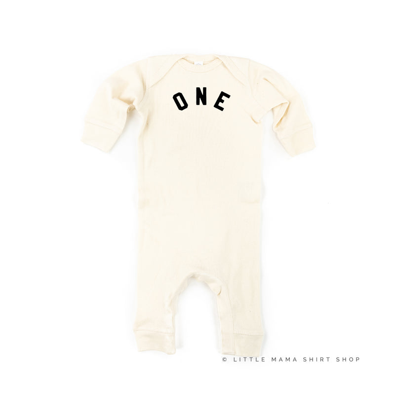 BIRTHDAY NUMBER - ONE - BLOCK FONT - One Piece Infant Sleeper