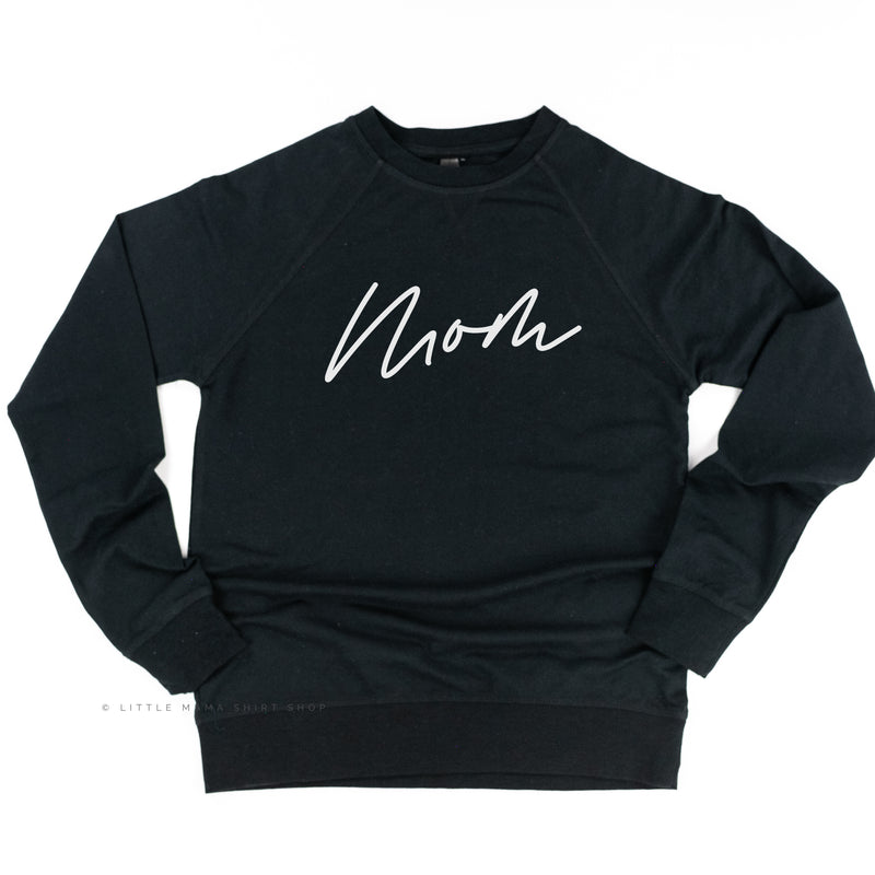 Mom (Cursive) - Basics Collection - Lightweight Pullover Sweater