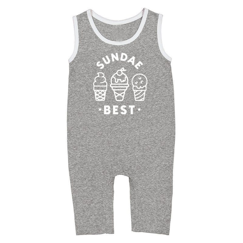 ICE CREAM - One Piece HEATHER GRAY Tank Romper - Multiple Design Options