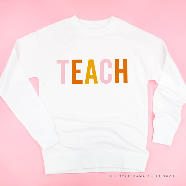 TEACH - Pink+Orange+Yellow - Lightweight Pullover Sweater