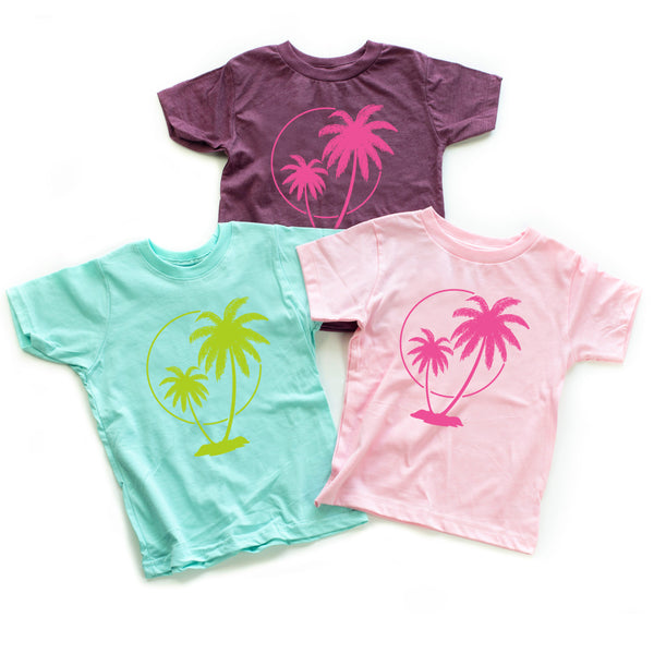 2 PALM TREES WITH SUN - Short Sleeve Child Shirt
