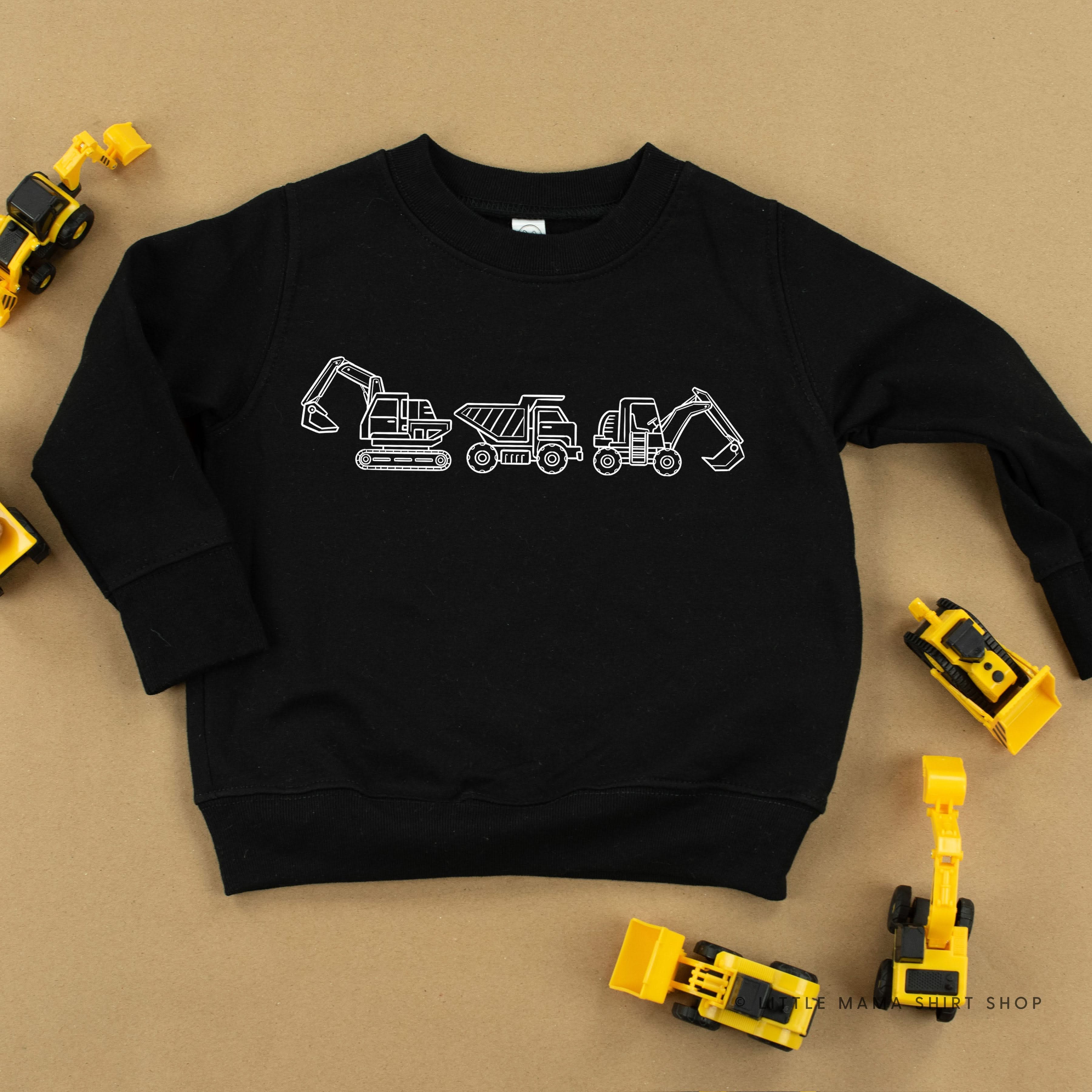 3 IN A ROW - CONSTRUCTION TRUCKS - Child Sweater Little Mama Shirt Shop