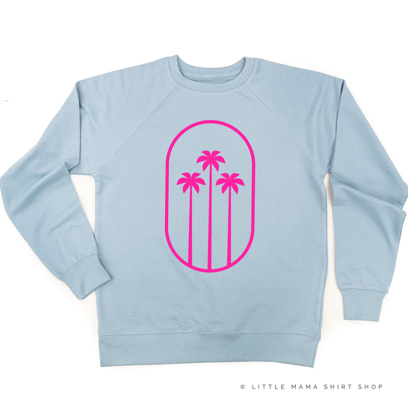 3 PALM TREES IN OVAL - Lightweight Pullover Sweater