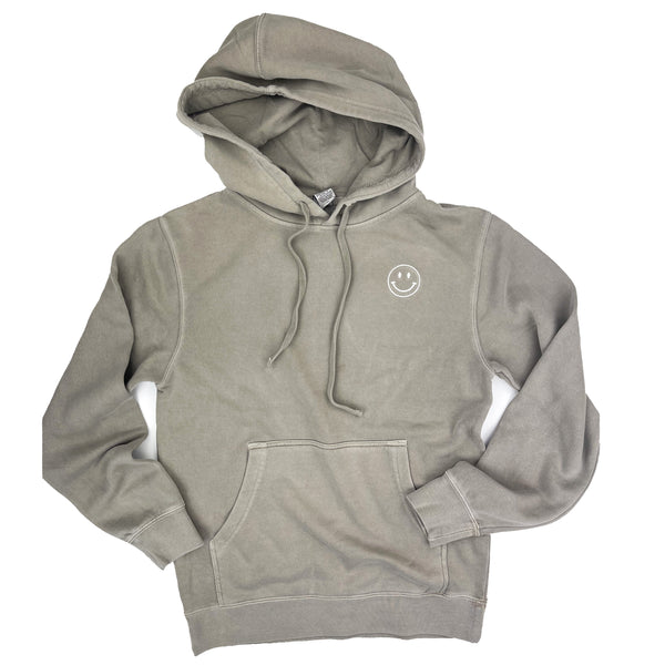 Simple Smiley - Cement Pigment Dye Embroidered Hoodie