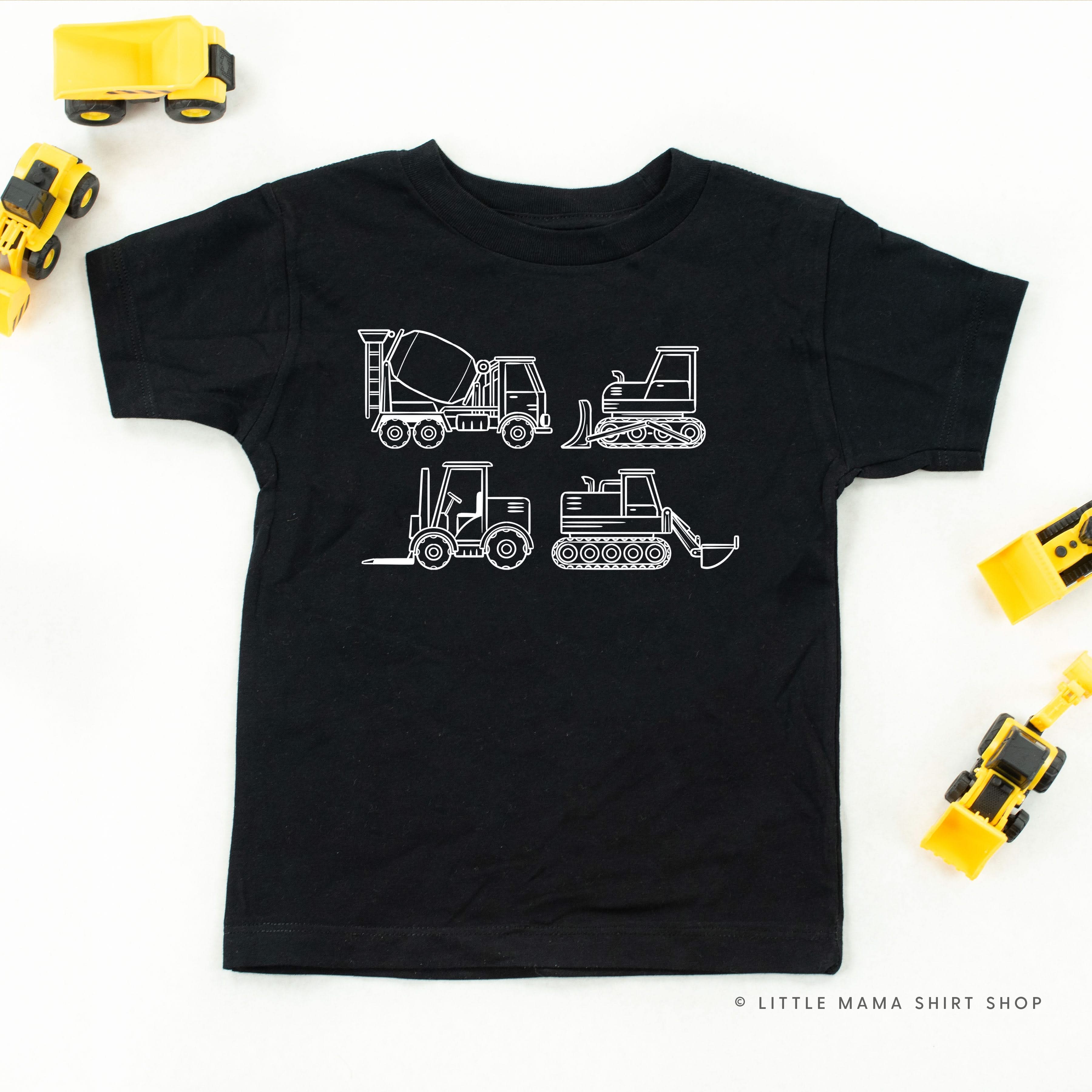 4 CONSTRUCTION TRUCKS - Short Sleeve Child Shirt Little Mama Shirt Shop