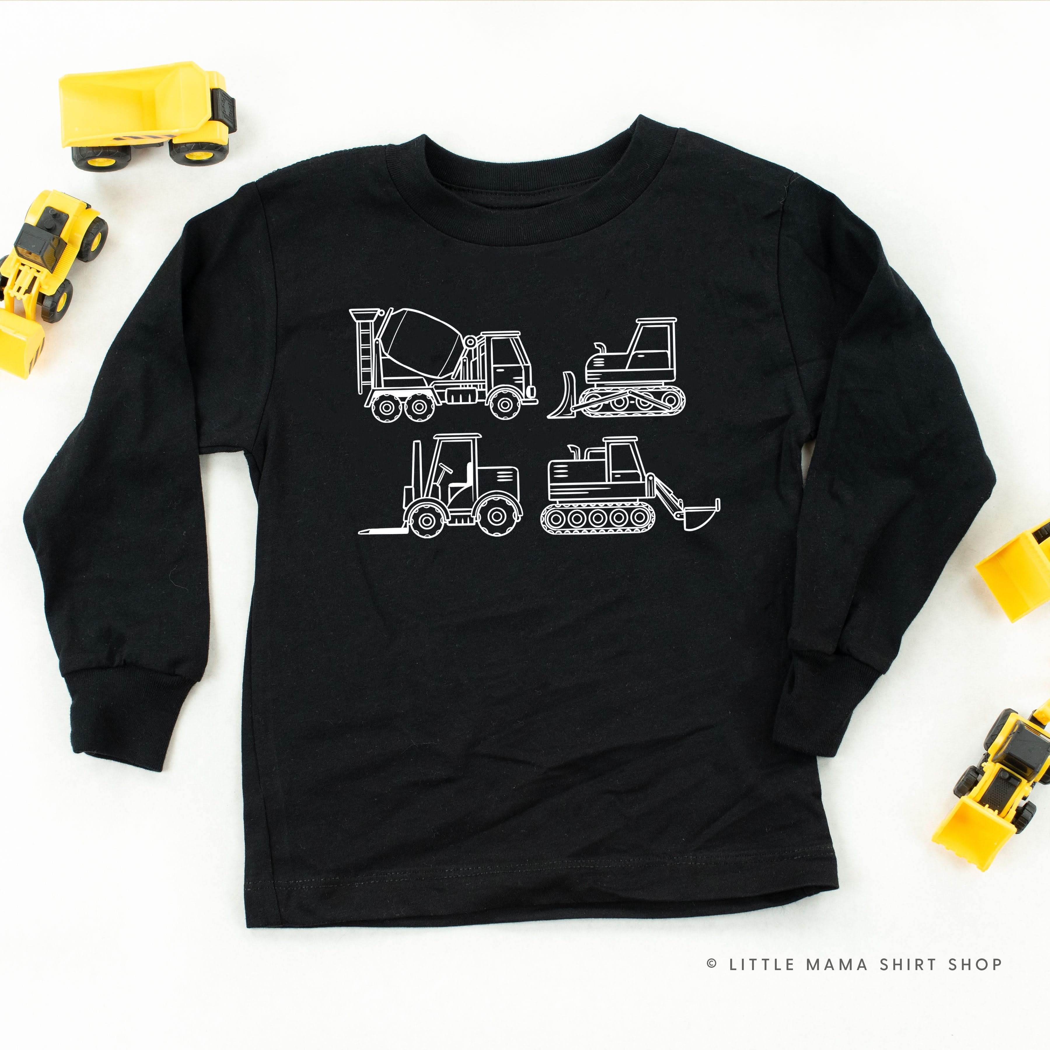 4 CONSTRUCTION TRUCKS - Long Sleeve Child Shirt Little Mama Shirt Shop