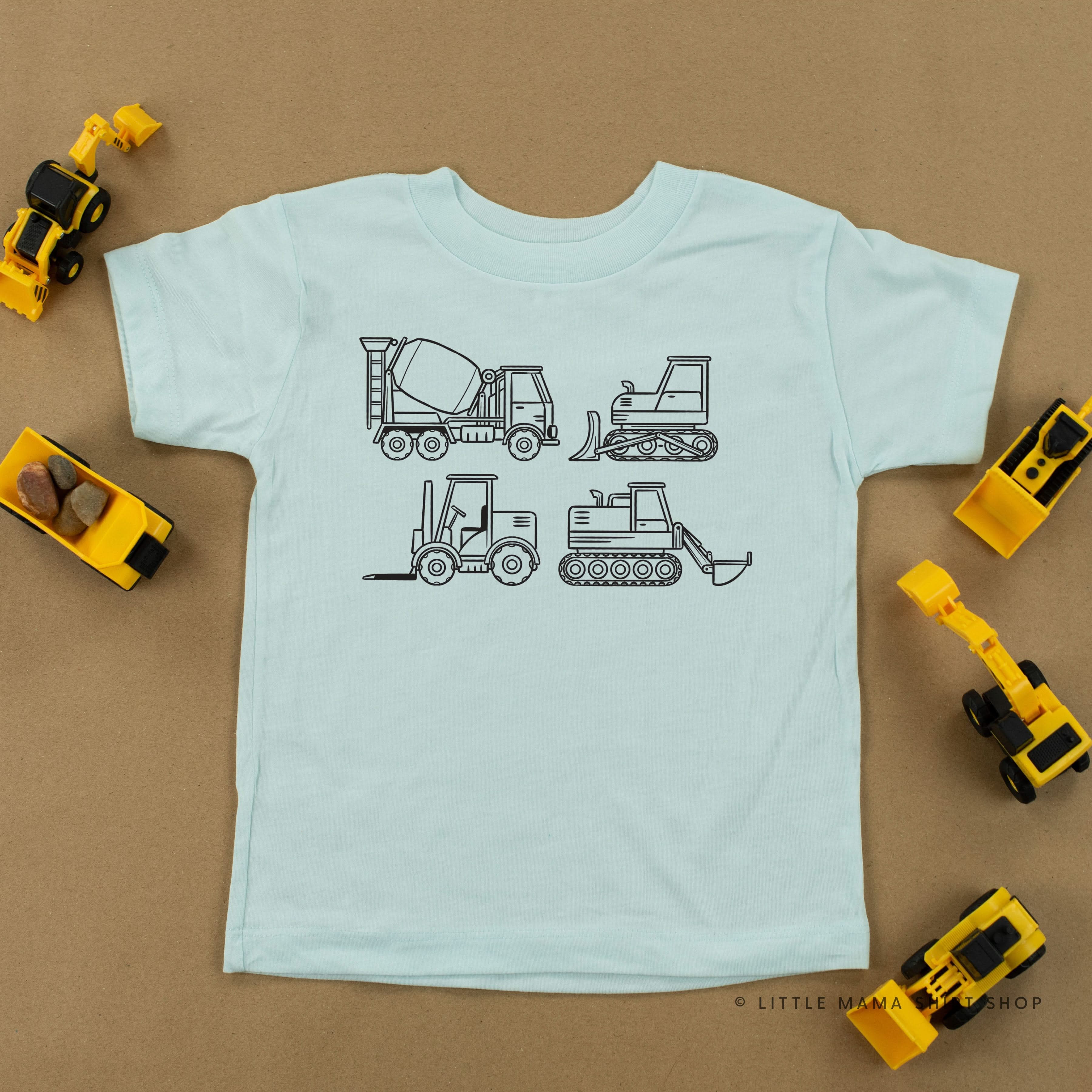 4 CONSTRUCTION TRUCKS - Short Sleeve Child Shirt Little Mama Shirt Shop