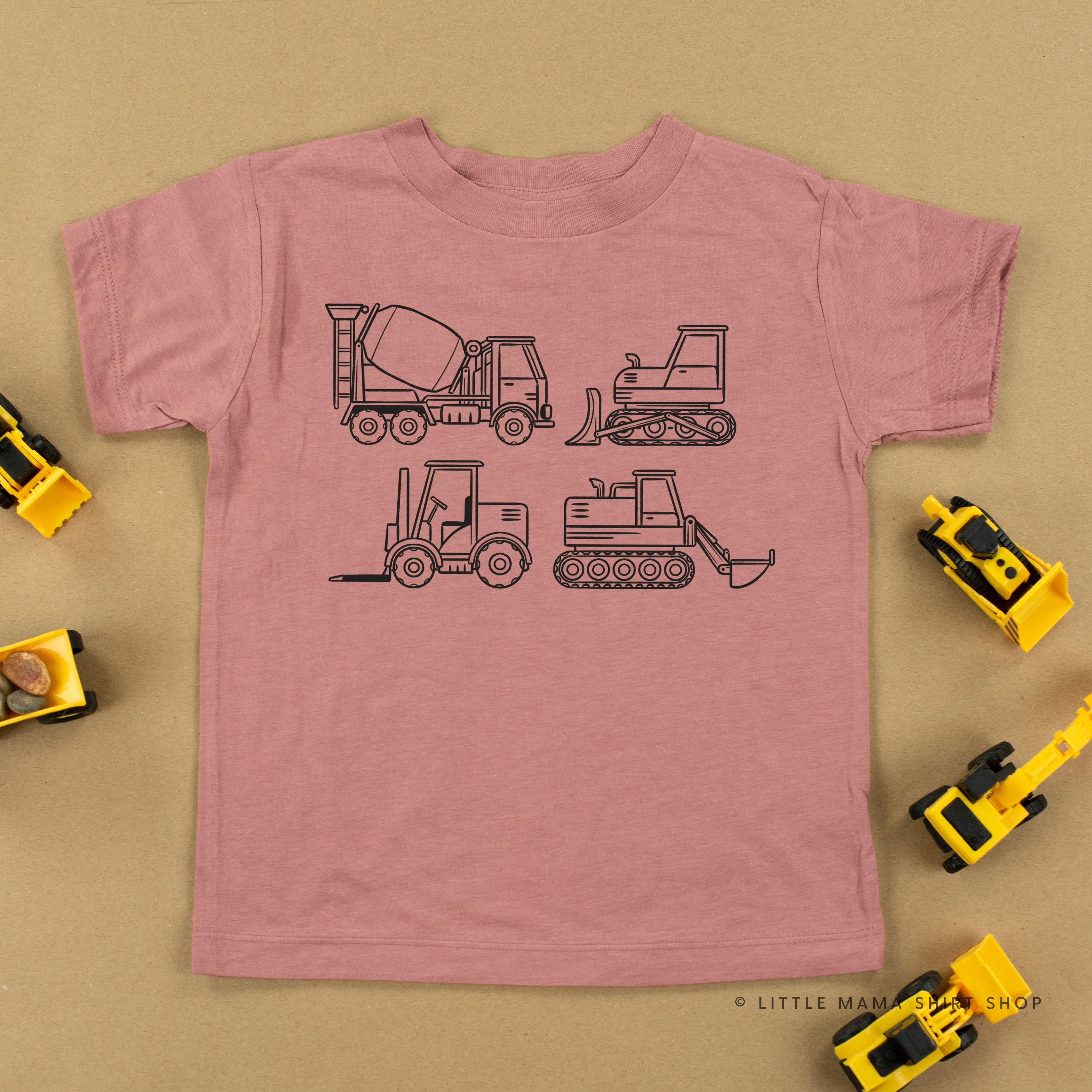 4 CONSTRUCTION TRUCKS - Short Sleeve Child Shirt Little Mama Shirt Shop