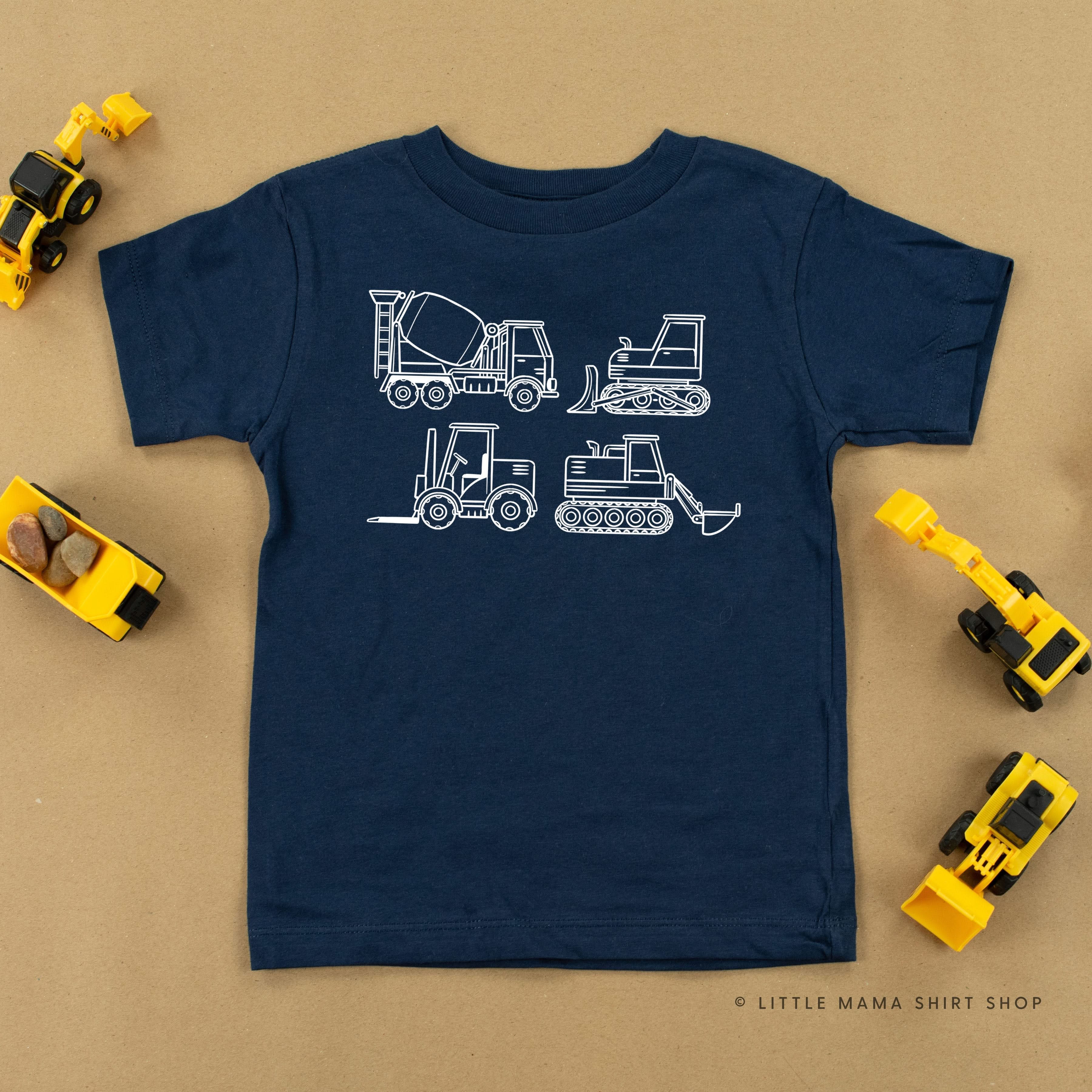 4 CONSTRUCTION TRUCKS - Short Sleeve Child Shirt Little Mama Shirt Shop