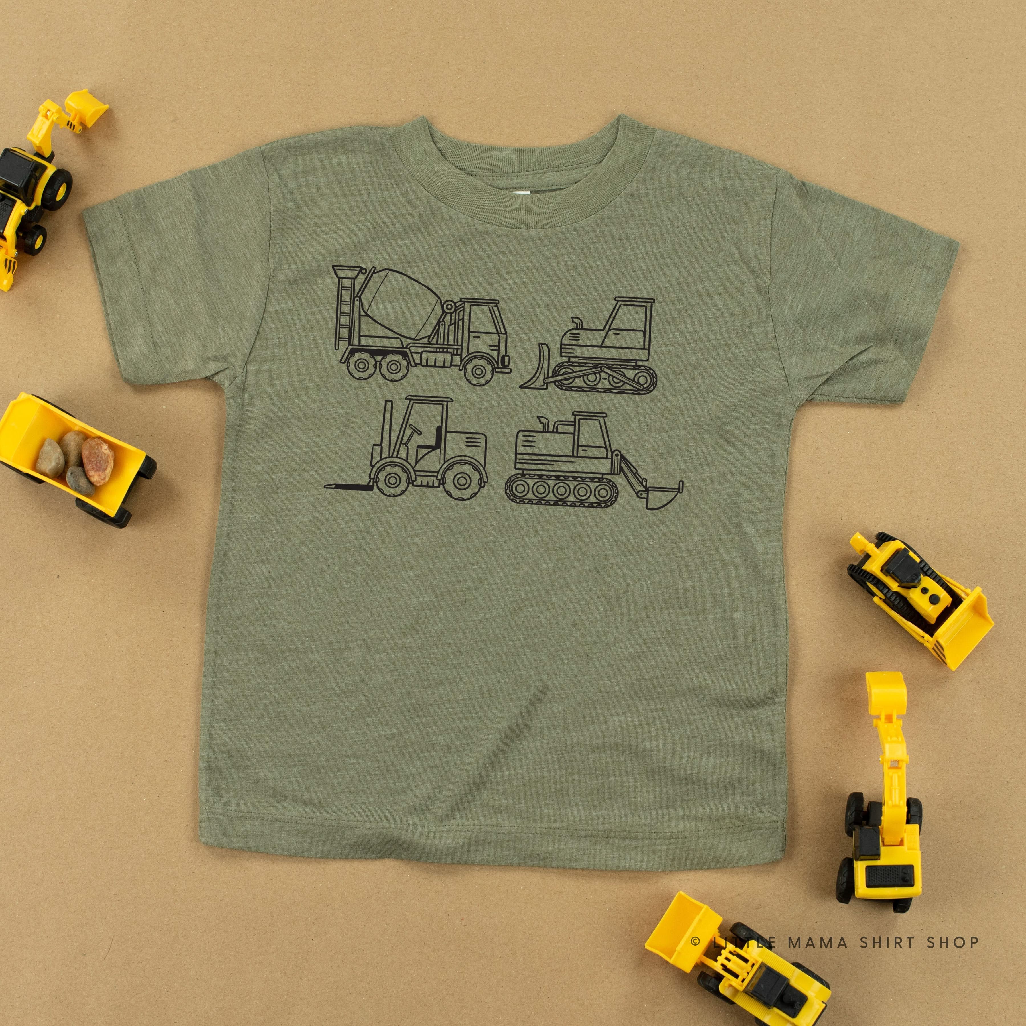 4 CONSTRUCTION TRUCKS - Short Sleeve Child Shirt Little Mama Shirt Shop