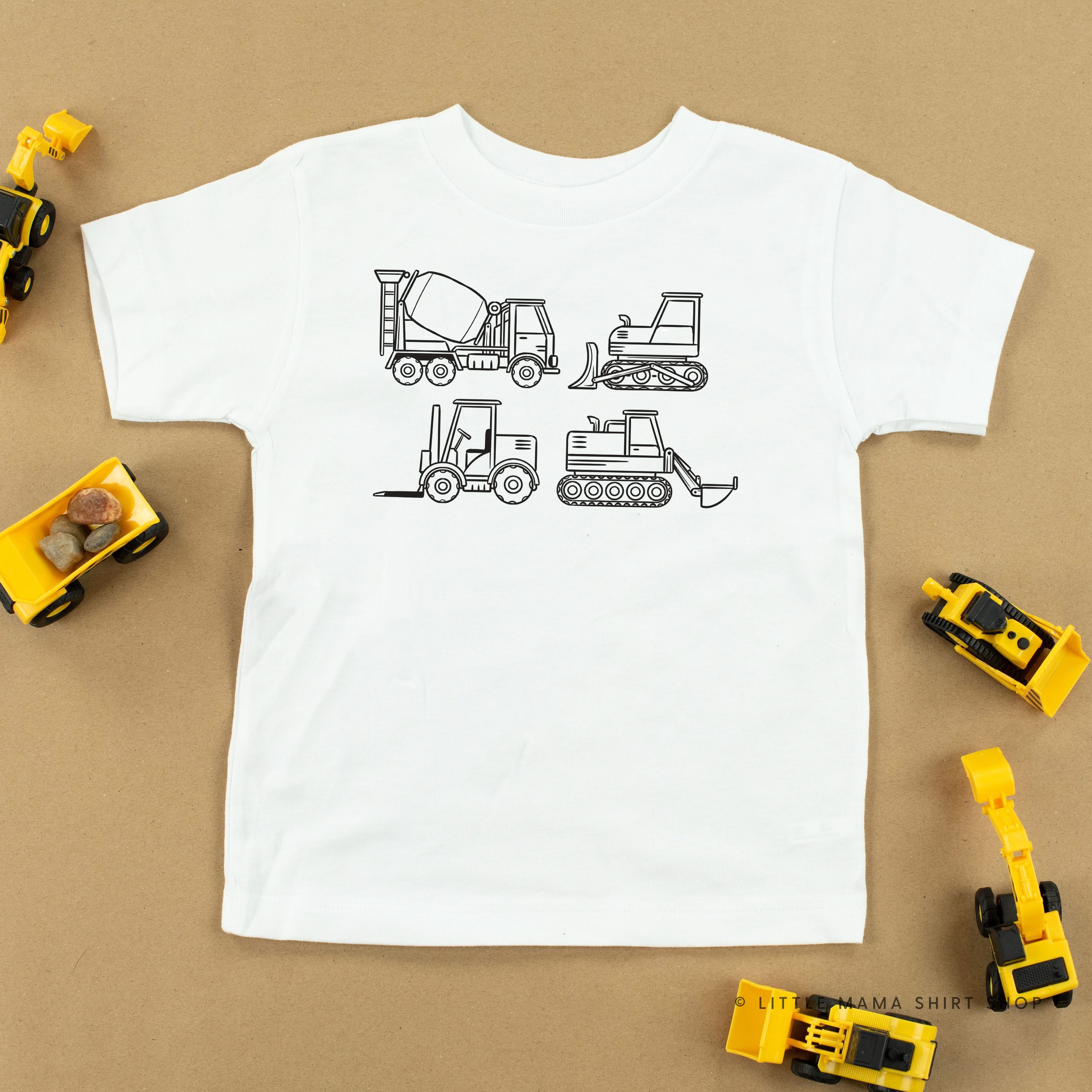 4 CONSTRUCTION TRUCKS - Short Sleeve Child Shirt Little Mama Shirt Shop
