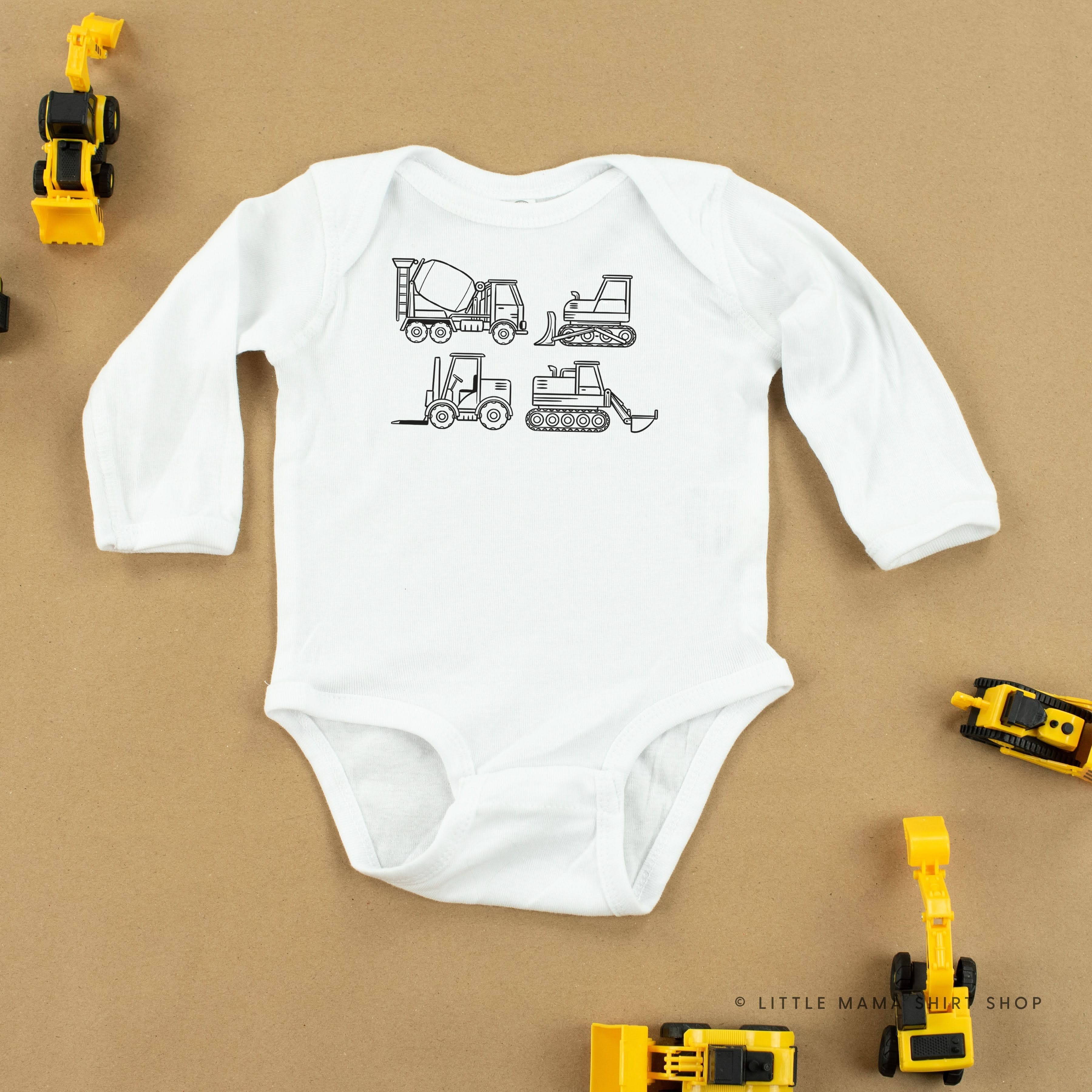 4 CONSTRUCTION TRUCKS - Long Sleeve Child Shirt Little Mama Shirt Shop