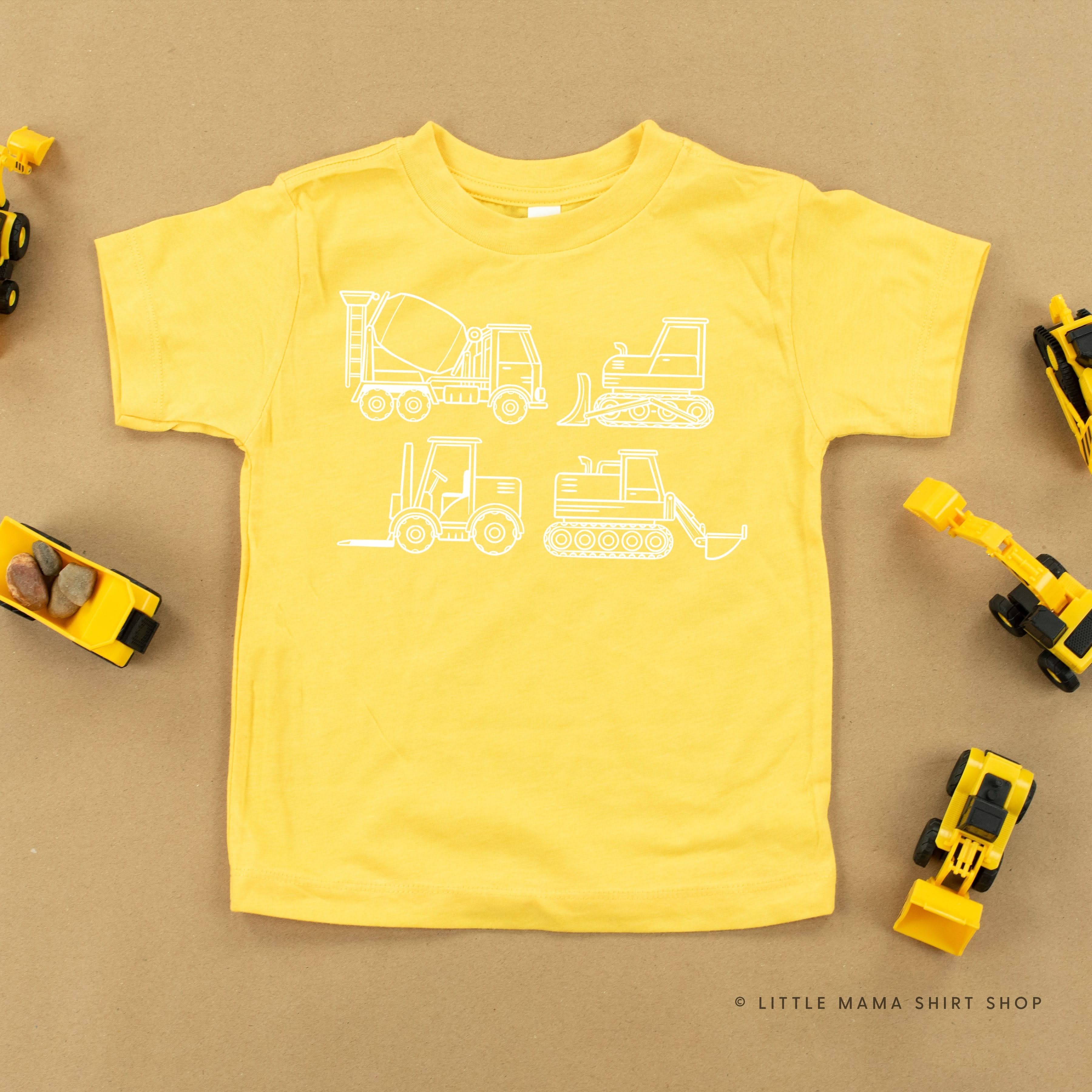 4 CONSTRUCTION TRUCKS - Short Sleeve Child Shirt Little Mama Shirt Shop
