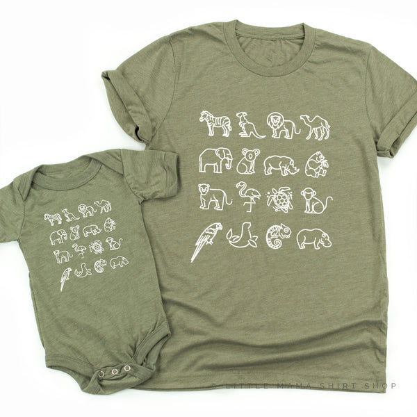4x4 ZOO ANIMALS - Set of 2 Matching Shirts
