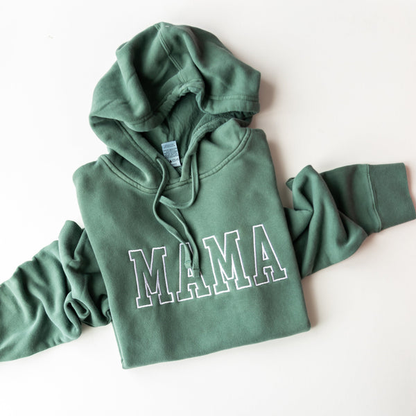 ALPINE GREEN HOODIE - MAMA - Embroidered Outline
