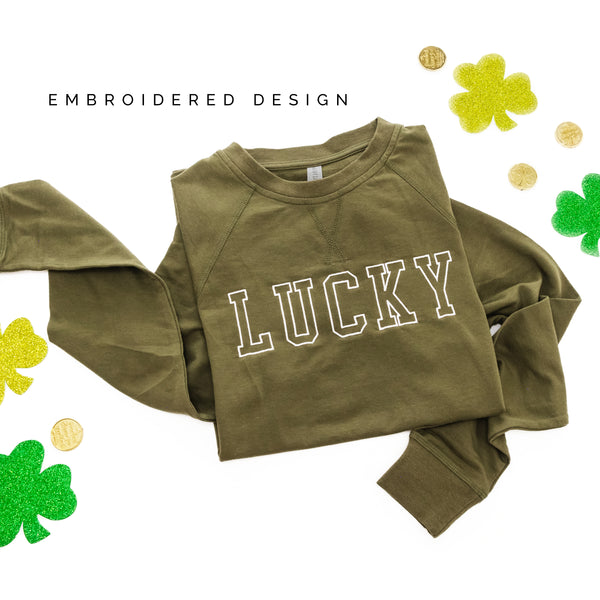 OLIVE Lightweight Pullover Sweater - LUCKY - Embroidered