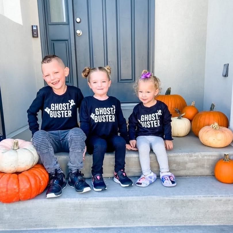 Who Ya Gonna Call? (On Back) - Ghost Buster (On Front) - Long Sleeve Child Shirt Little Mama Shirt Shop