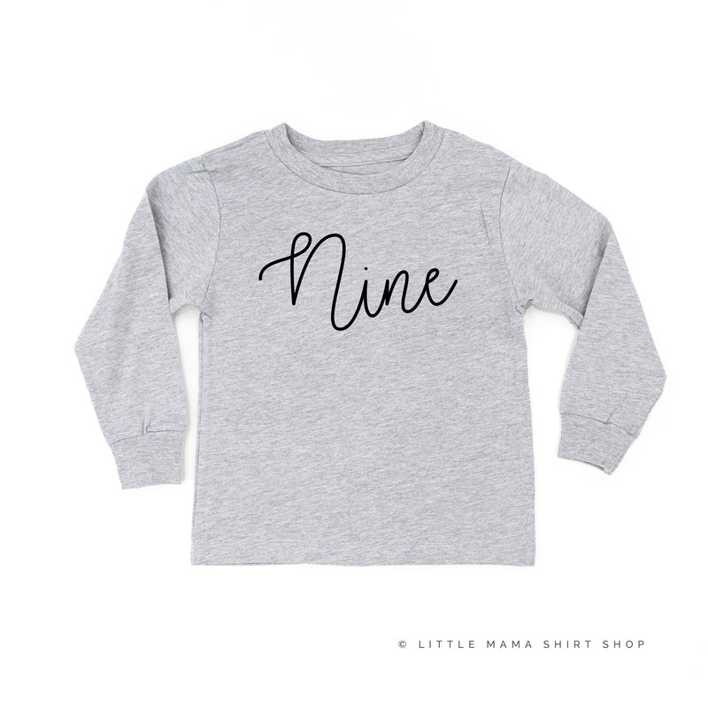 BIRTHDAY NUMBER - NEW CURSIVE - Long Sleeve Child Shirt