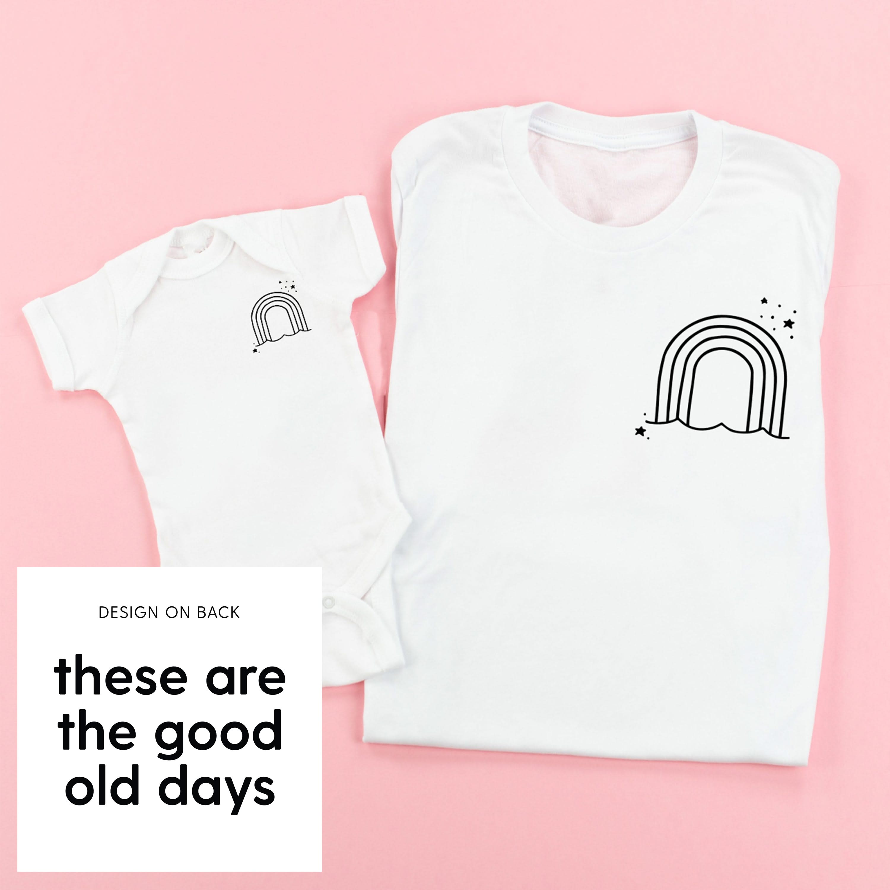 RAINBOW POCKET - THESE ARE THE GOOD OLD DAYS - Set of 2 Matching Shirts Little Mama Shirt Shop
