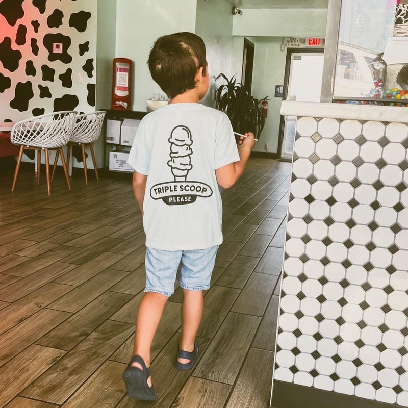 Ice Cream Truck - Triple Scoop on Back - Short Sleeve Child Shirt