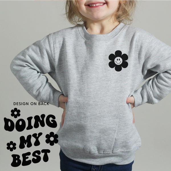 DOING MY BEST (w/ Simple Flower Smiley) - Child Sweater