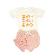 3x3 - RETRO HAPPY FLOWERS - Short Sleeve Child Shirt Little Mama Shirt Shop