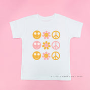 3x3 - RETRO HAPPY FLOWERS - Short Sleeve Child Shirt Little Mama Shirt Shop