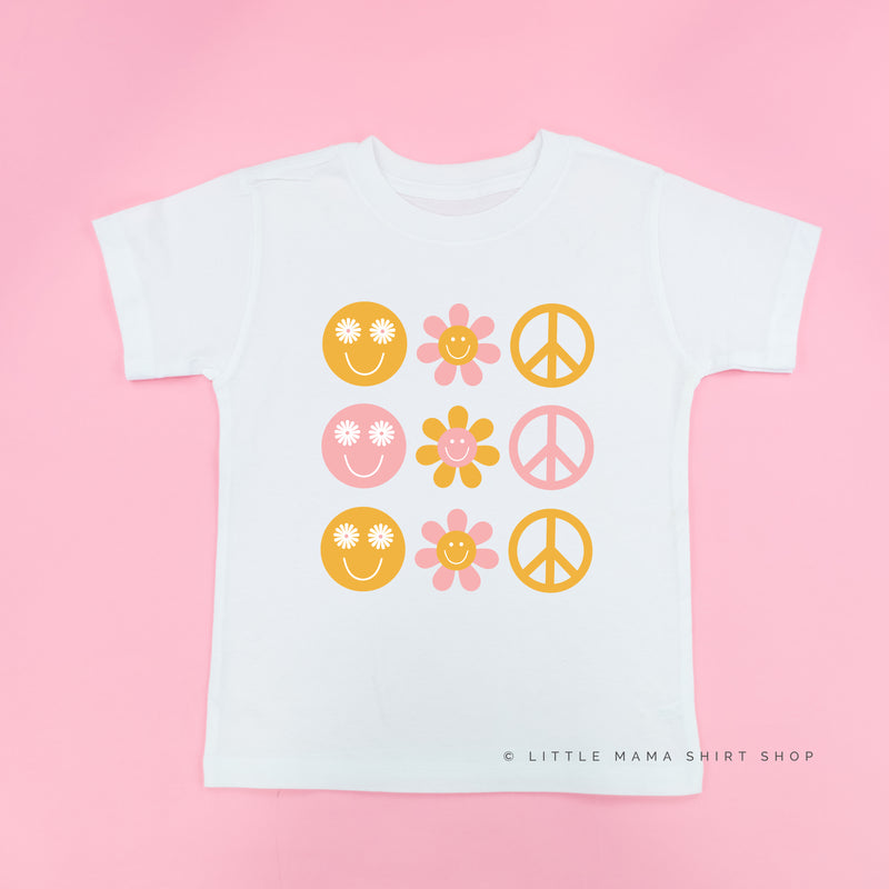 3x3 - RETRO HAPPY FLOWERS - Short Sleeve Child Shirt