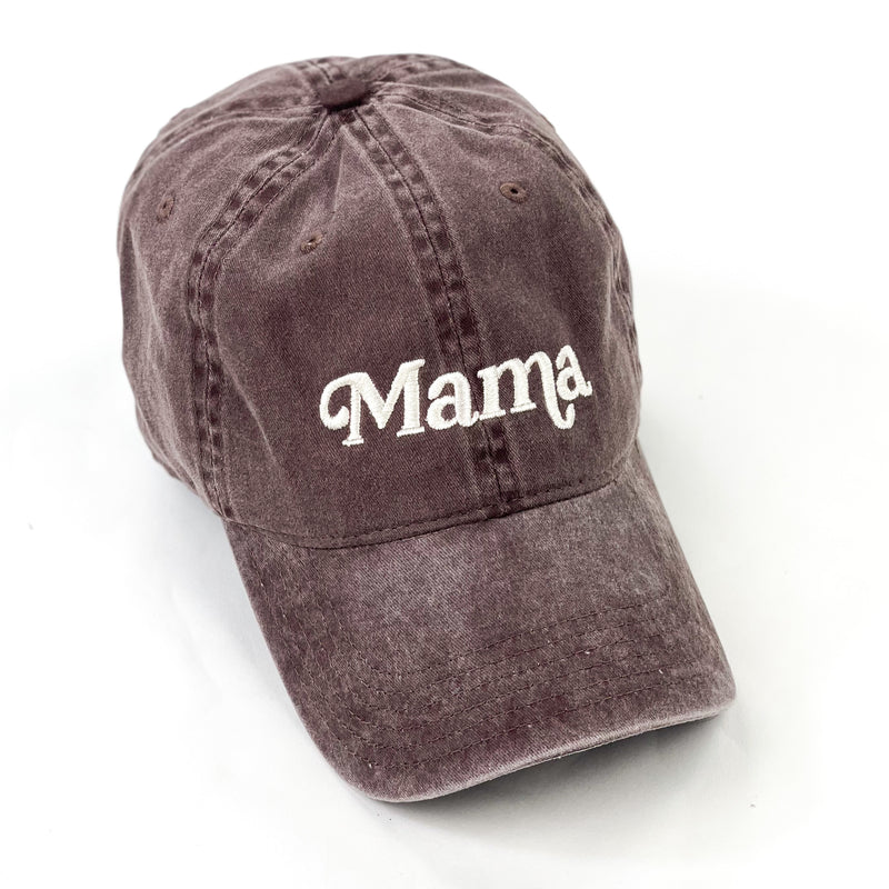 Mama - (Italic) - Brown Baseball Cap