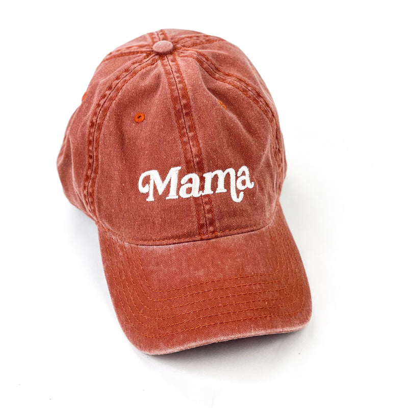 Mama - (Italic) - Burnt Orange Baseball Cap