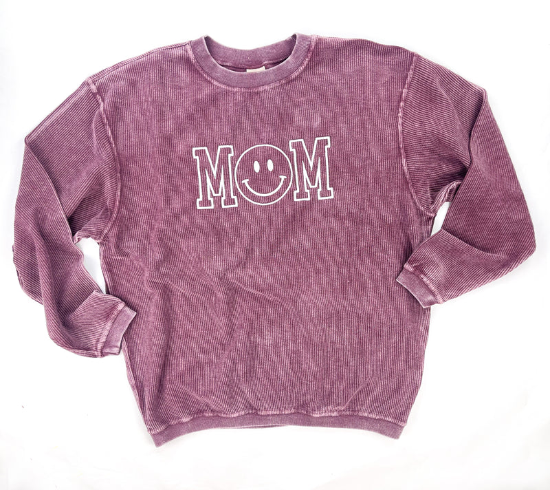 Maroon Corded Sweatshirt - Embroidered - Mom - (Smile)