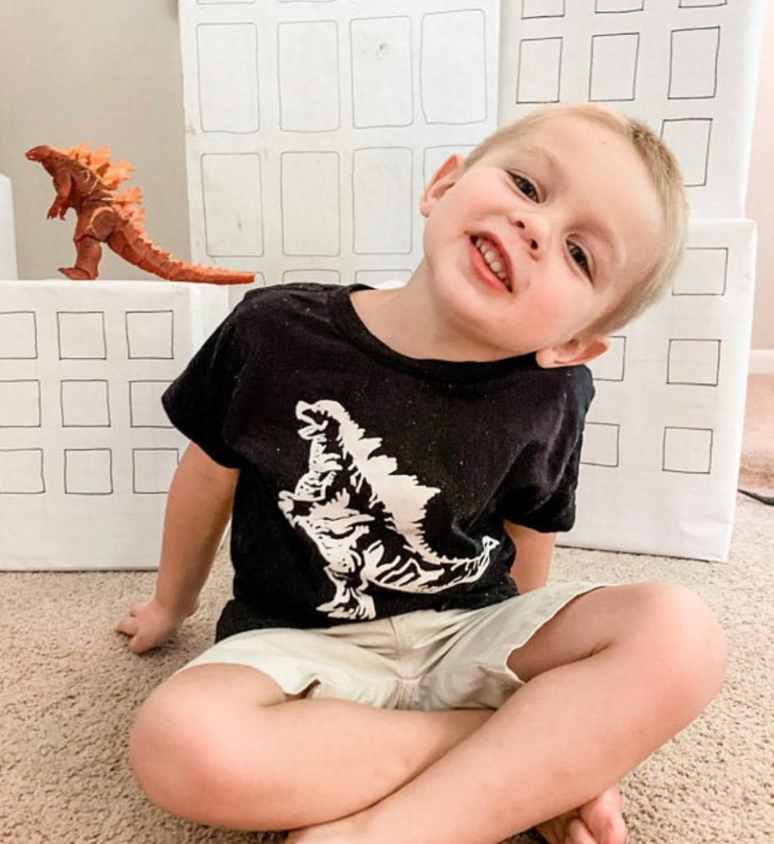 Godzilla - Hand Drawn Child Shirt Little Mama Shirt Shop