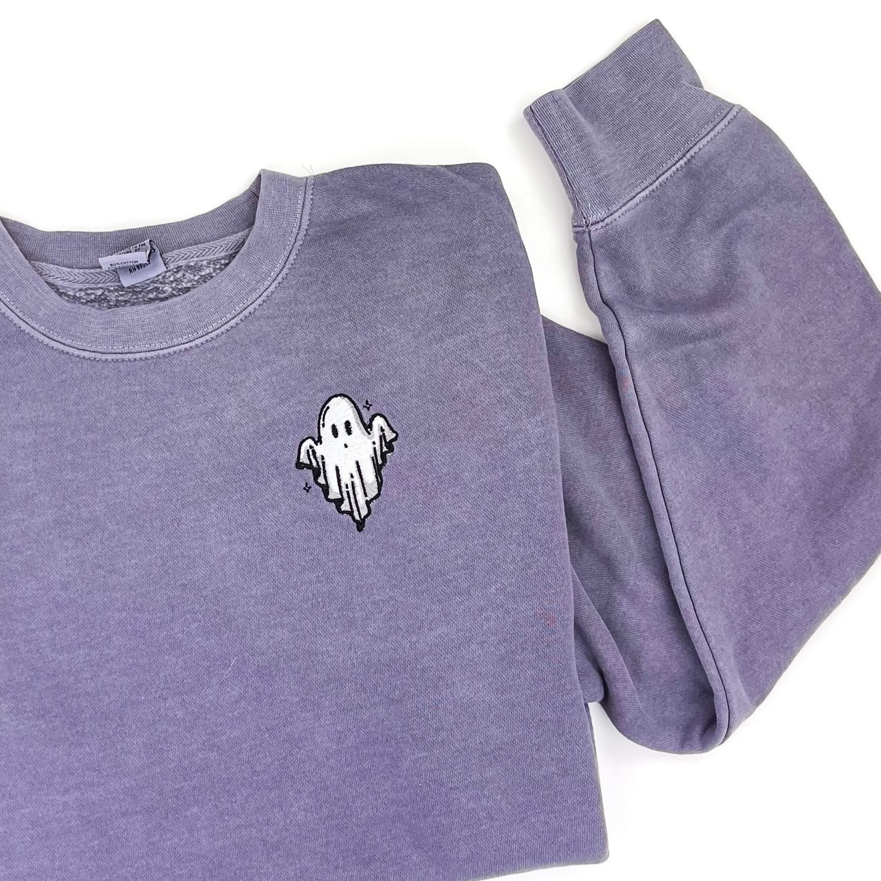 Friendly Ghost - Embroidered Pigment Crewneck