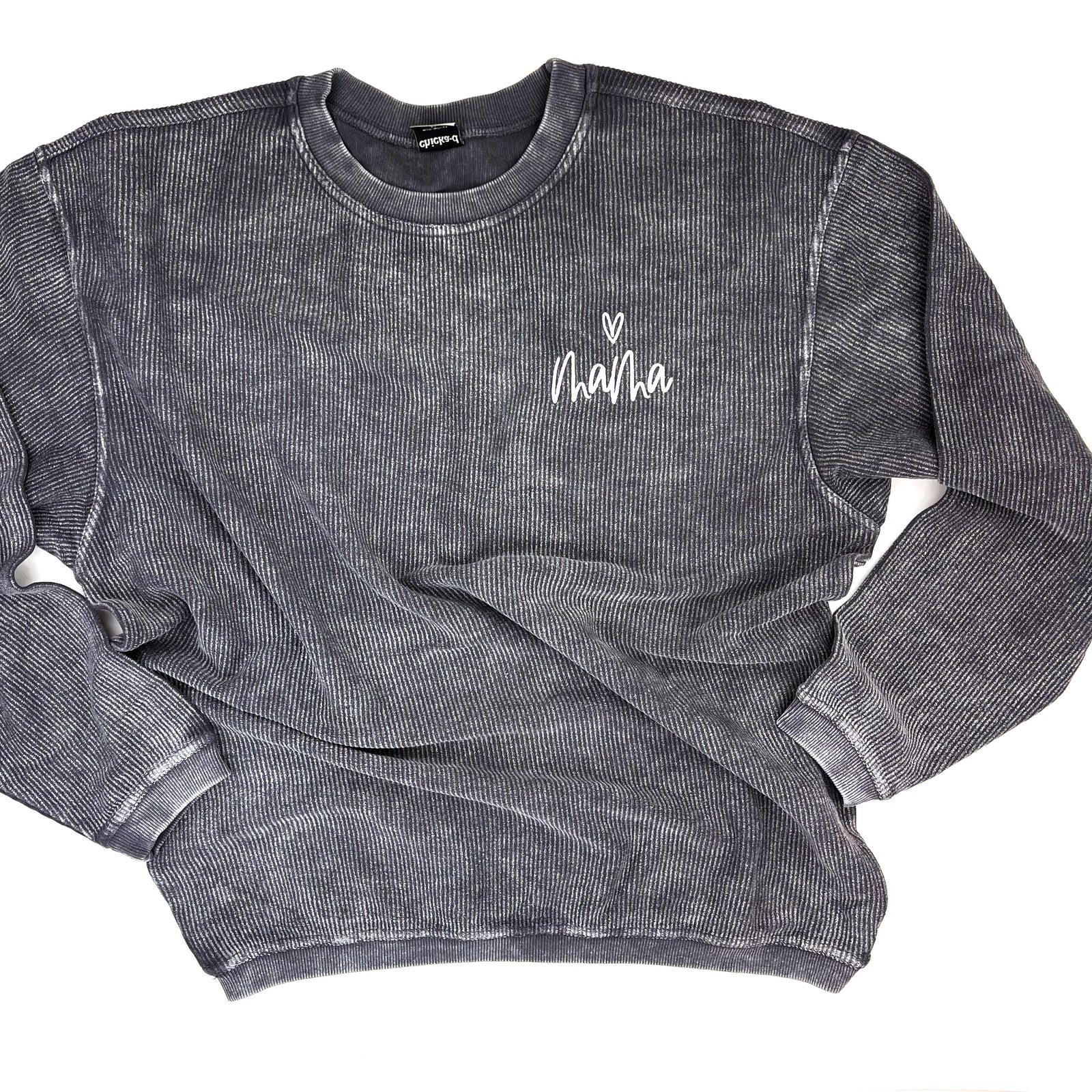 MAMA Retro Embroidered Sweatshirt, Stitched orders Corded Pullover, Crewneck Ribbed Sweatshirt