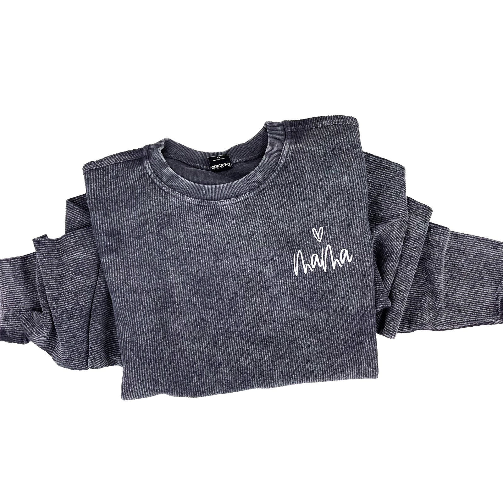 MAMA Retro Embroidered Sweatshirt, Stitched orders Corded Pullover, Crewneck Ribbed Sweatshirt