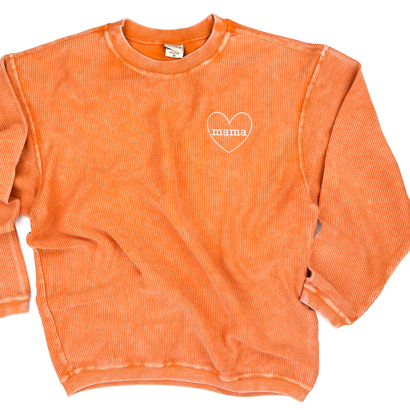 Pumpkin Spice Corded Sweatshirt - Embroidered - Mama - (Heart Around)