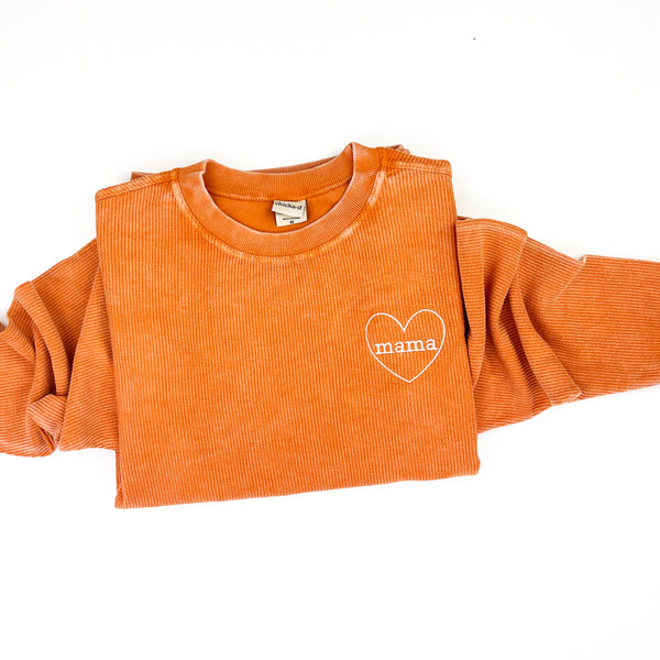 Pumpkin Spice Corded Sweatshirt - Embroidered - Mama - (Heart Around)