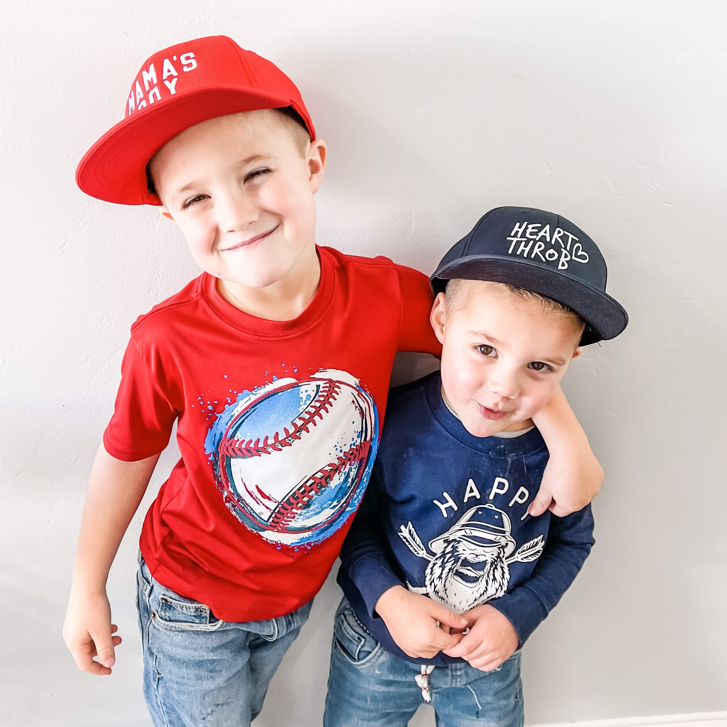 MAMA'S BOY - Child Size - Black Flat Brim Hat w/ Mesh Back Little Mama Shirt Shop