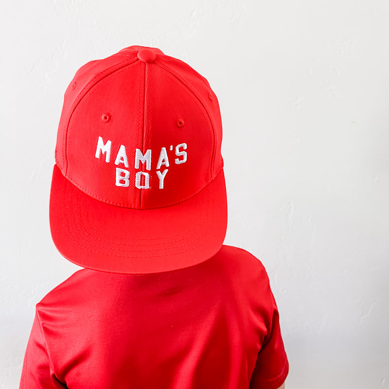 MAMA'S BOY - Child Size - Black Flat Brim Hat w/ Mesh Back