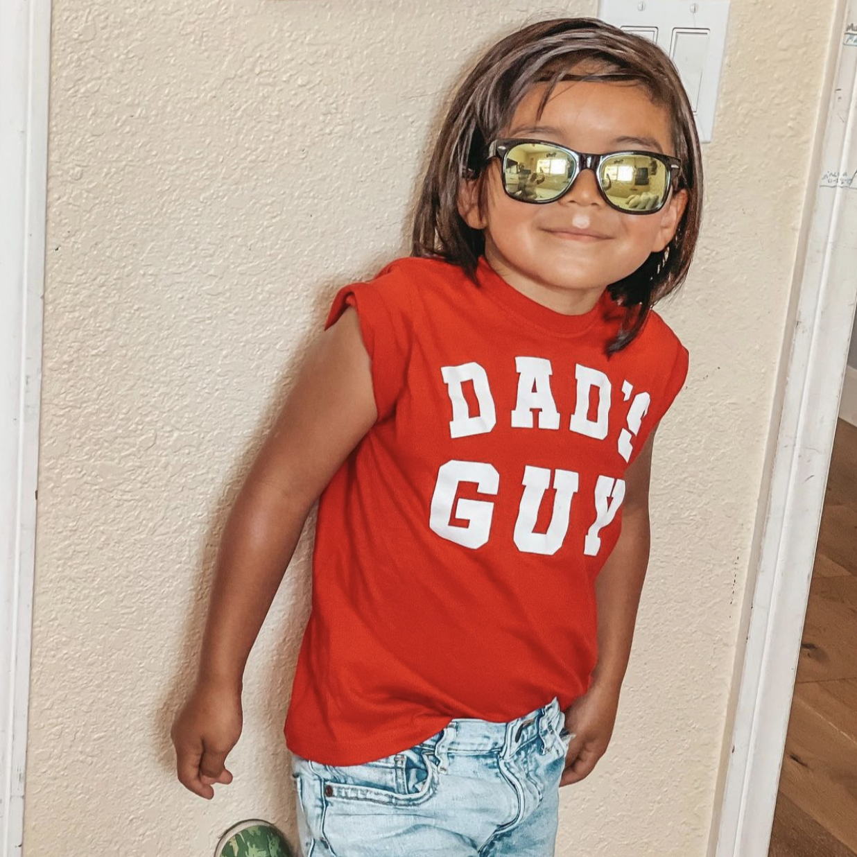 DAD'S GUY - VARSITY - Short Sleeve Child Shirt Little Mama Shirt Shop